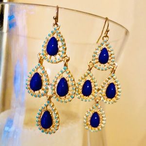Drop chandelier blue turquoise earrings